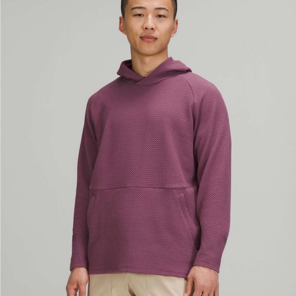 lululemon At Ease Men's Hooded Long-Sleeve textured Shirt in Vintage Plum